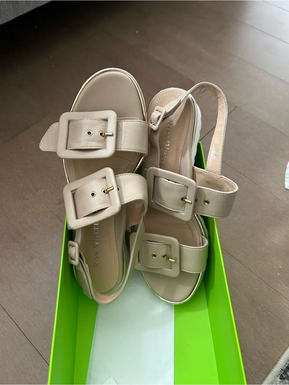 Neutral Buckle Slingback Sandals - Beige